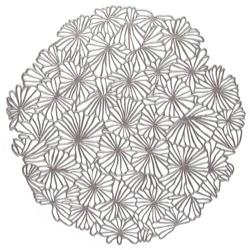Chilewich Tischset Pressed Vinyl Daisy Round Gunmetal