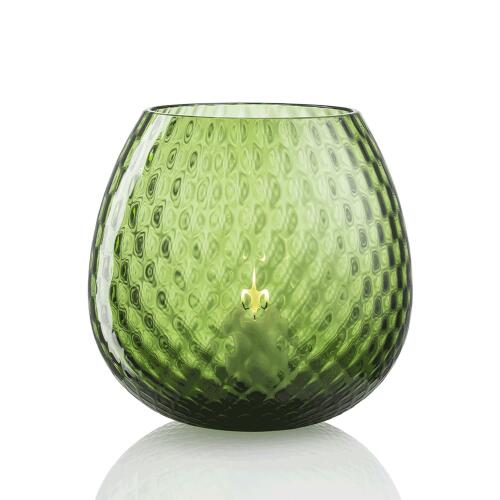 NasonMoretti Windlicht Macramé XL Flaschengrün