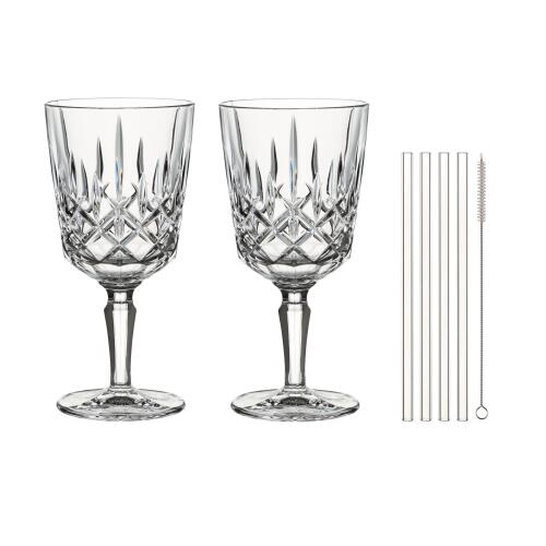 Nachtmann Noblesse Cocktail/-Weinglas 2er Set mit vier Glastrinkhalmen