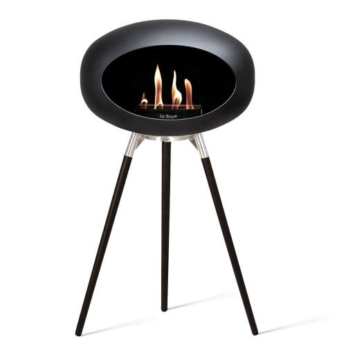 Le Feu Bioethanolkamin Ground High Black/ Steel Bowl/Black Oak Legs 79 cm
