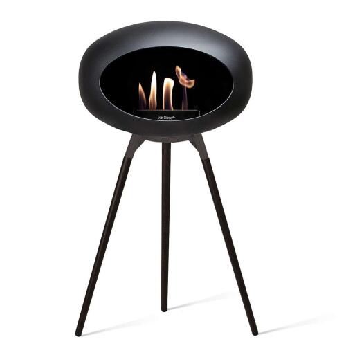 Le Feu Bioethanolkamin Ground High Black/Black Bowl/Black Oak Legs 79 cm