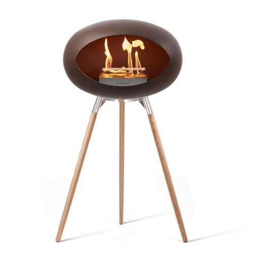 Le Feu Bioethanolkamin Ground High Mocca/ Steel Bowl/Soaptreated Oak Legs 79 cm