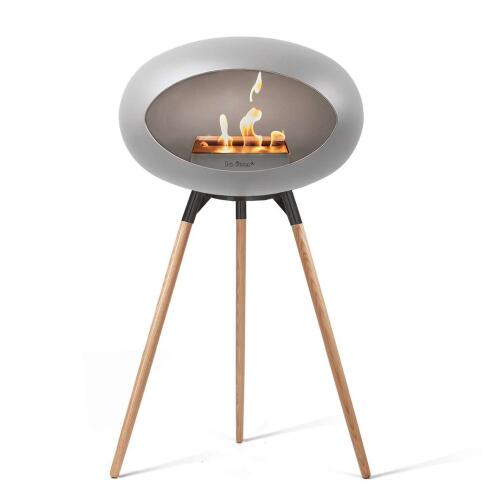 Le Feu Bioethanolkamin Ground High Nickel/ Black Bowl/Soaptreated Oak Legs 79 cm