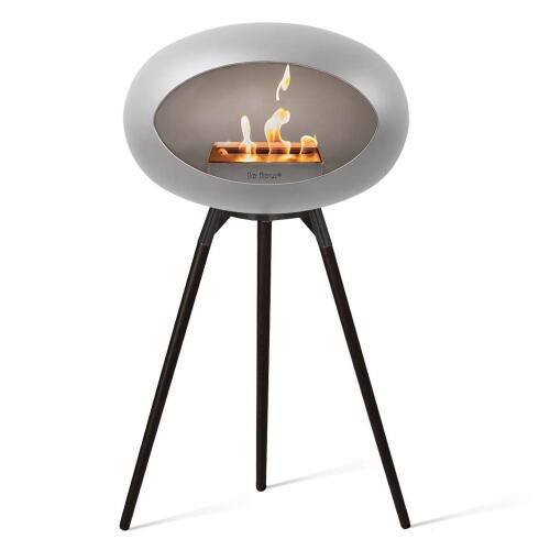 Le Feu Bioethanolkamin Ground High Nickel/ Black Bowl/Black Oak Legs 79 cm