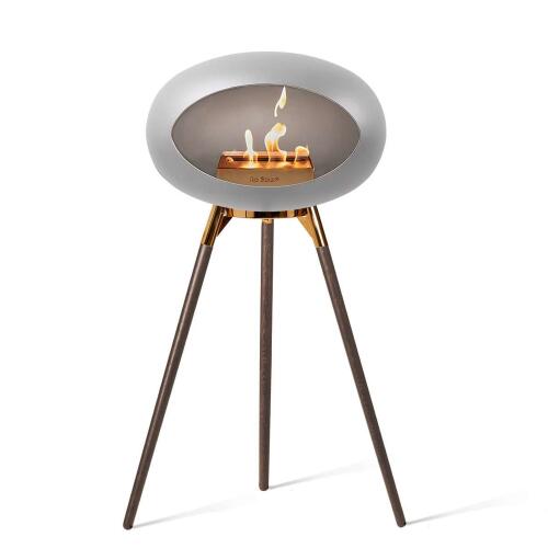 Le Feu Bioethanolkamin Ground High Nickel/ Roségold Bowl/Smoked Oak Legs 79 cm