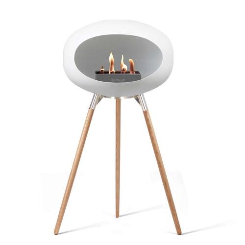 Le Feu Bioethanolkamin Ground High White/ Steel Bowl/Soaptreated Oak Legs 79 cm