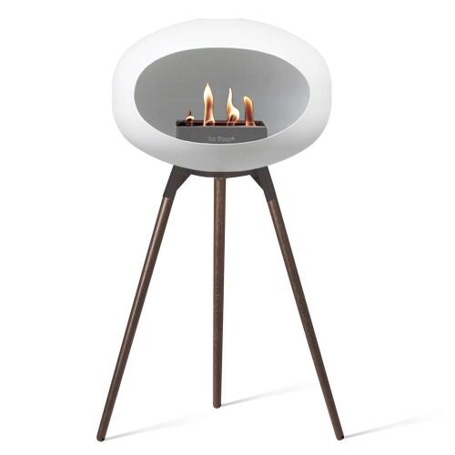 Le Feu Bioethanolkamin Ground High White/ Black Bowl/Smoked Oak Legs 79 cm