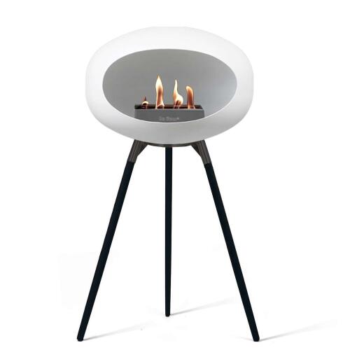 Le Feu Bioethanolkamin Ground High White/ Black Bowl/Black Oak Legs 79 cm