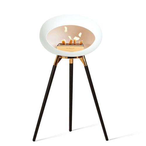 Le Feu Bioethanolkamin Ground High White/ Roségold Bowl/Black Oak Legs 79 cm