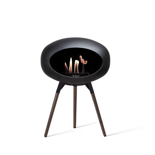 Le Feu Bioethanolkamin Ground Low Black/Black Bowl/Smoked Oak Legs 45 cm