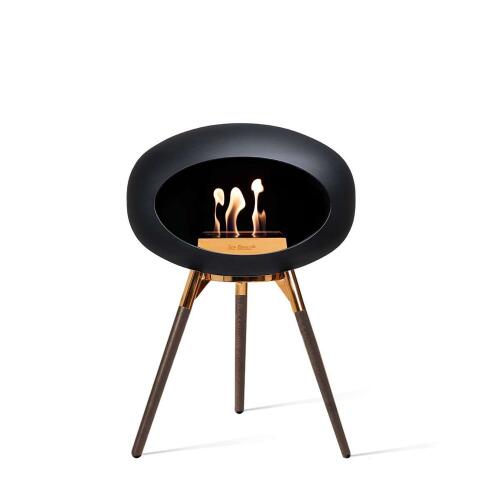 Le Feu Bioethanolkamin Ground Low Black/Roségold Bowl/Smoked Oak Legs 45 cm