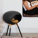 Le Feu Bioethanolkamin Ground Low Black/Roségold Bowl/Black Oak Legs 45 cm