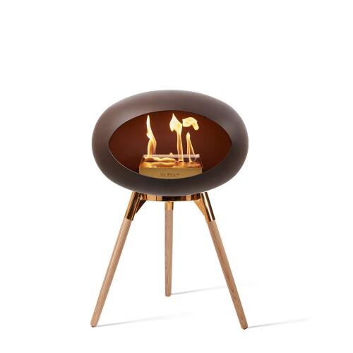 Le Feu Bioethanolkamin Ground Low Mocca/Roségold Bowl/ Soaptreated Oak Legs 45 cm