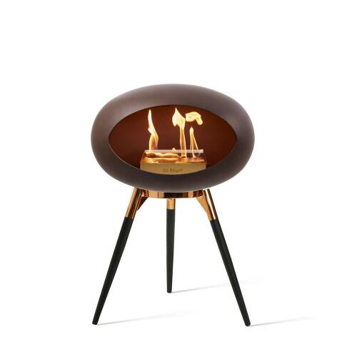 Le Feu Bioethanolkamin Ground Low Mocca/Roségold Bowl/ Black Oak Legs 45 cm