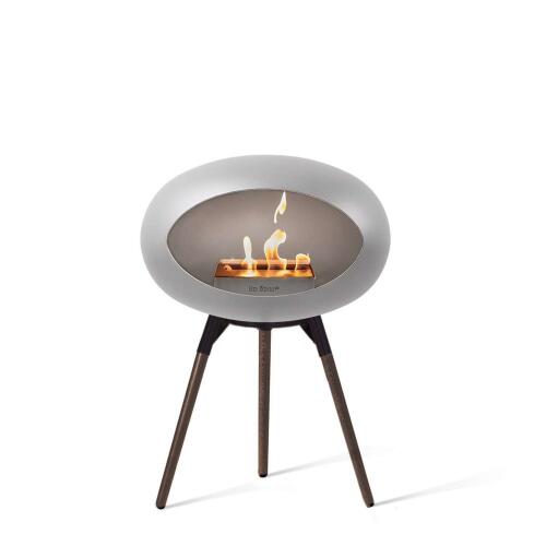 Le Feu Bioethanolkamin Ground Low Nickel/Black Bowl/ Smoked Oak Legs 45 cm