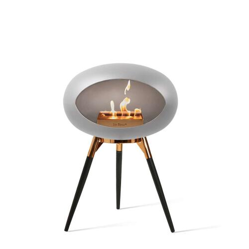 Le Feu Bioethanolkamin Ground Low Nickel/Roségold Bowl/ Black Oak Legs 45 cm