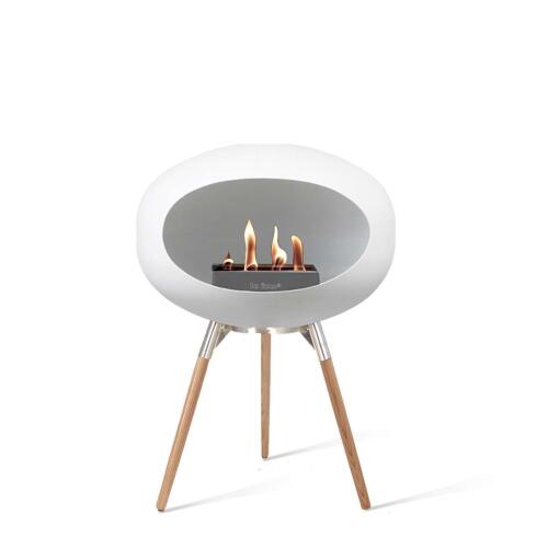 Le Feu Bioethanolkamin Ground Low White/Steel Bowl/Soaptreated Oak Legs 45 cm