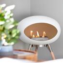 Le Feu Bioethanolkamin Ground Low White/Steel Bowl/Soaptreated Oak Legs 45 cm