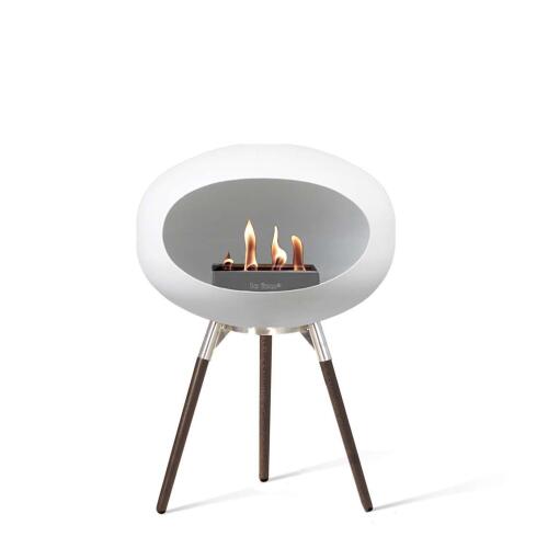 Le Feu Bioethanolkamin Ground Low White/Steel Bowl/Smoked Oak Legs 45 cm