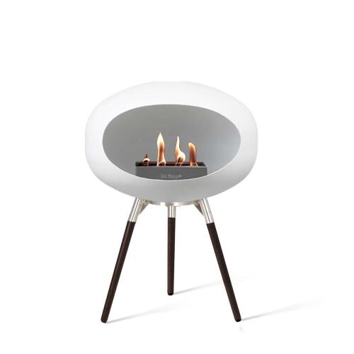 Le Feu Bioethanolkamin Ground Low White/Steel Bowl/Black Oak Legs 45 cm