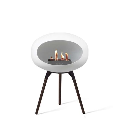 Le Feu Bioethanolkamin Ground Low White/Black Bowl/Black Oak Legs 45 cm