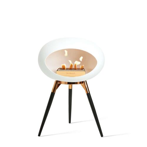 Le Feu Bioethanolkamin Ground Low White/Roségold Bowl/Black Oak Legs 45 cm