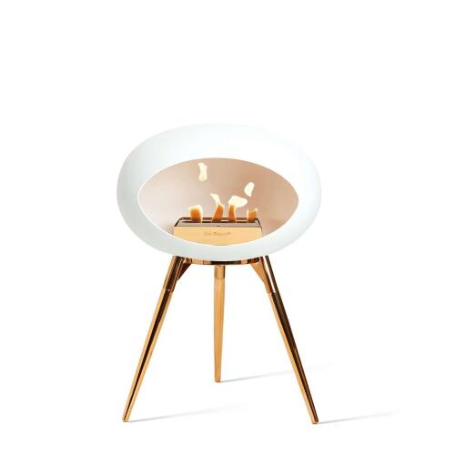 Le Feu Bioethanolkamin Ground Low White/Roségold Bowl/ Roségold Legs 45 cm