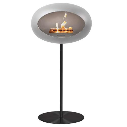 Le Feu Bioethanolkamin Ground Steel High Nickel/Black Plate/Black Pole 80 cm