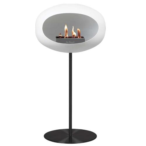 Le Feu Bioethanolkamin Ground Steel High White/Black Plate/Black Pole 80 cm