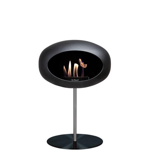 Le Feu Bioethanolkamin Ground Steel Low Black/Black Plate/ Steel Pole 50 cm
