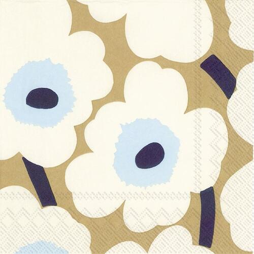 IHR Ideal Home Range Cocktail Servietten Unikko Cream Gold 25 x 25 cm