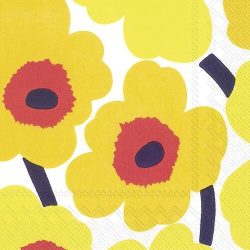 IHR Ideal Home Range Cocktail Servietten Unikko Dark Yellow 25 x 25 cm