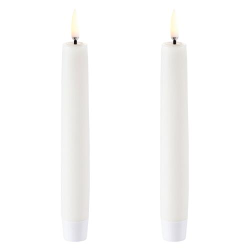 Uyuni Echtwachs-LED-Stabkerze Nordic White Smooth 15 cm 2er Set