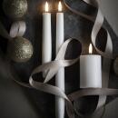 Uyuni Echtwachs-LED-Stabkerze Nordic White Smooth 15 cm 2er Set