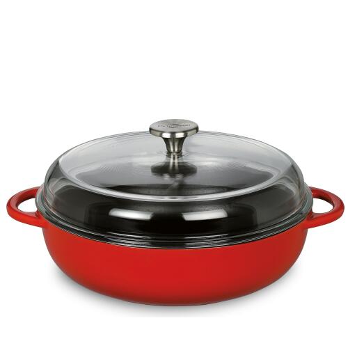Küchenprofi Provence Bauernpfanne mit Glasdeckel Rot 24 cm