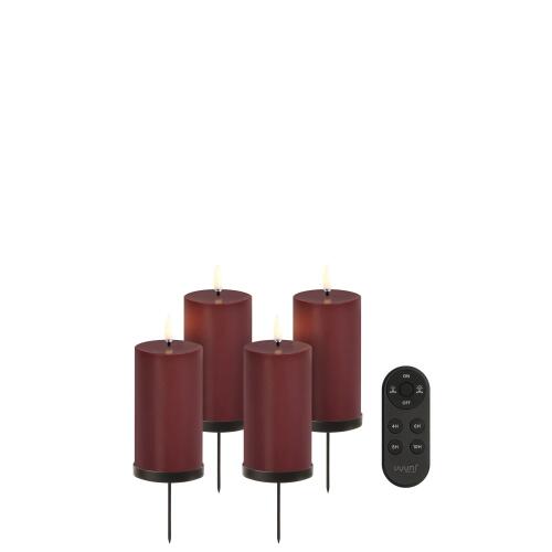 Uyuni LED-Stumpenkerzen Weinrot Geschenkset 4-teilig