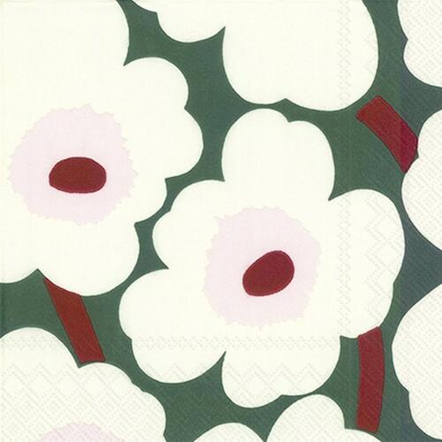 IHR Ideal Home Range Lunch Servietten Unikko Green Cream 33 x 33 cm