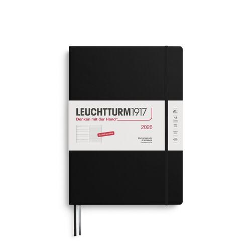 Leuchtturm1917 Wochenkalender 2026 & Notizbuch Master A4+ Hardcover Schwarz Liniert