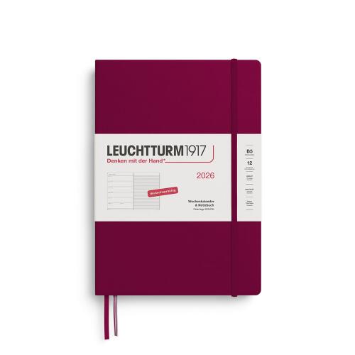Leuchtturm1917 Wochenkalender 2026 Composition B5 Hardcover Port Red