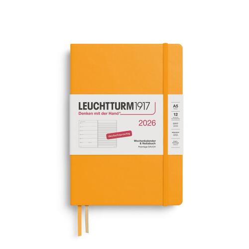 Leuchtturm1917 Wochenkalender 2026 & Notizbuch Medium A5 Hardcover Rising Sun