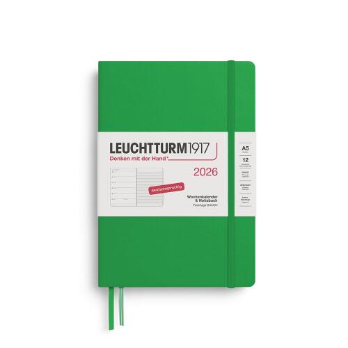 Leuchtturm1917 Wochenkalender 2026 & Notizbuch Medium A5 Hardcover Spring Leaf