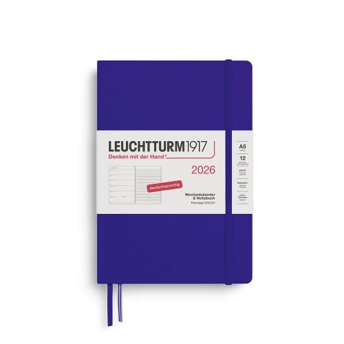 Leuchtturm1917 Wochenkalender 2026 & Notizbuch Medium A5 Hardcover Ink