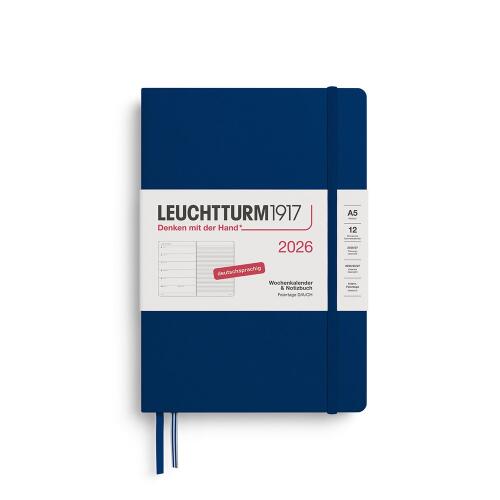 Leuchtturm1917 Wochenkalender 2026 & Notizbuch Medium A5 Hardcover Marine
