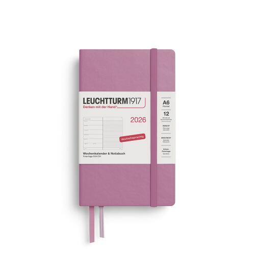 Leuchtturm1917 Wochenkalender 2026 & Notizbuch Pocket A6 Hardcover Dusty Rose
