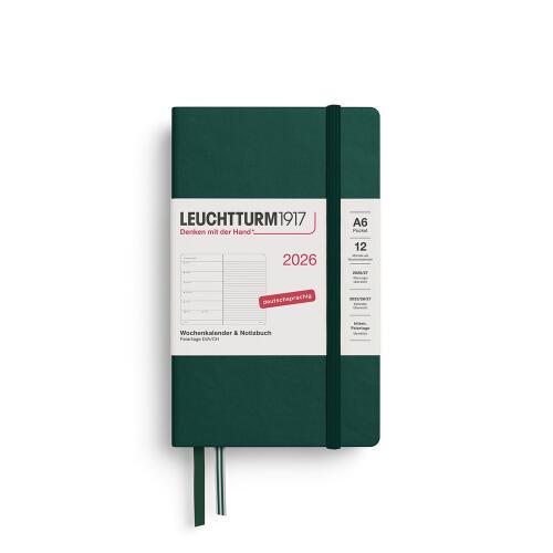 Leuchtturm1917 Wochenkalender 2026 & Notizbuch Pocket A6 Hardcover Forest Green