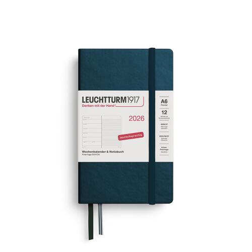 Leuchtturm1917 Wochenkalender 2026 & Notizbuch Pocket A6 Hardcover Deep Sea