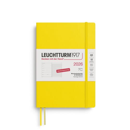 Leuchtturm1917 Wochenkalender 2026 & Notizbuch Medium A5 Softcover Zitrone