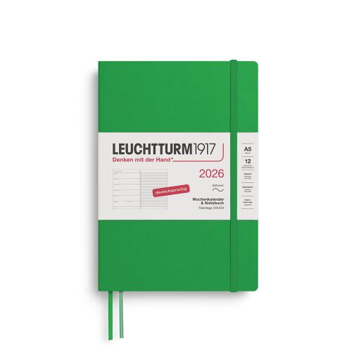 Leuchtturm1917 Wochenkalender 2026 & Notizbuch Medium A5 Softcover Spring Leaf