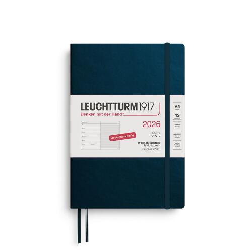 Leuchtturm1917 Wochenkalender 2026 & Notizbuch Medium A5 Softcover Deep Sea
