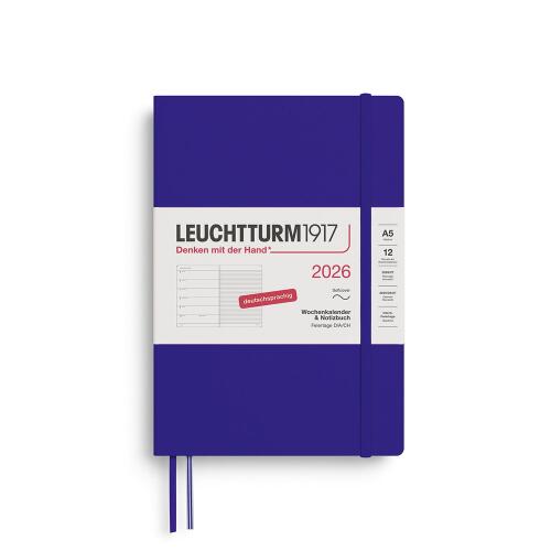 Leuchtturm1917 Wochenkalender 2026 & Notizbuch Medium A5 Softcover Ink